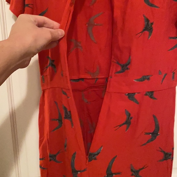 ASOS Red Bird Print Wrap Dress - Picture 5 of 10